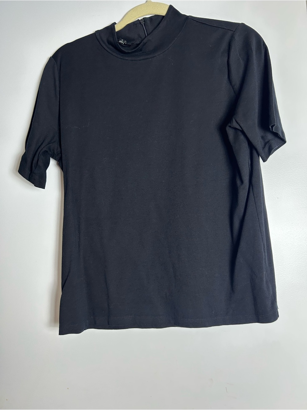 Talbots Black Short-Sleeve Mock Neck Tee